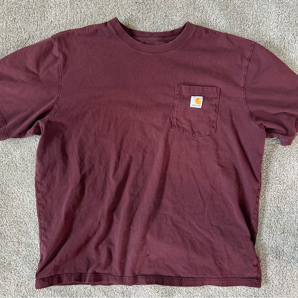 Carhartt Maroon Original Fit T-Shirt Size XL